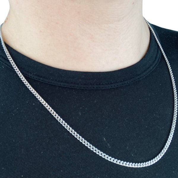3mm Silver Cuban Link Chain | Silver Chain | Curb Style Necklace | Gift for Him | Gift Idea | Stainless Steel | Hip Hop Chain | 18 - 24 Inch