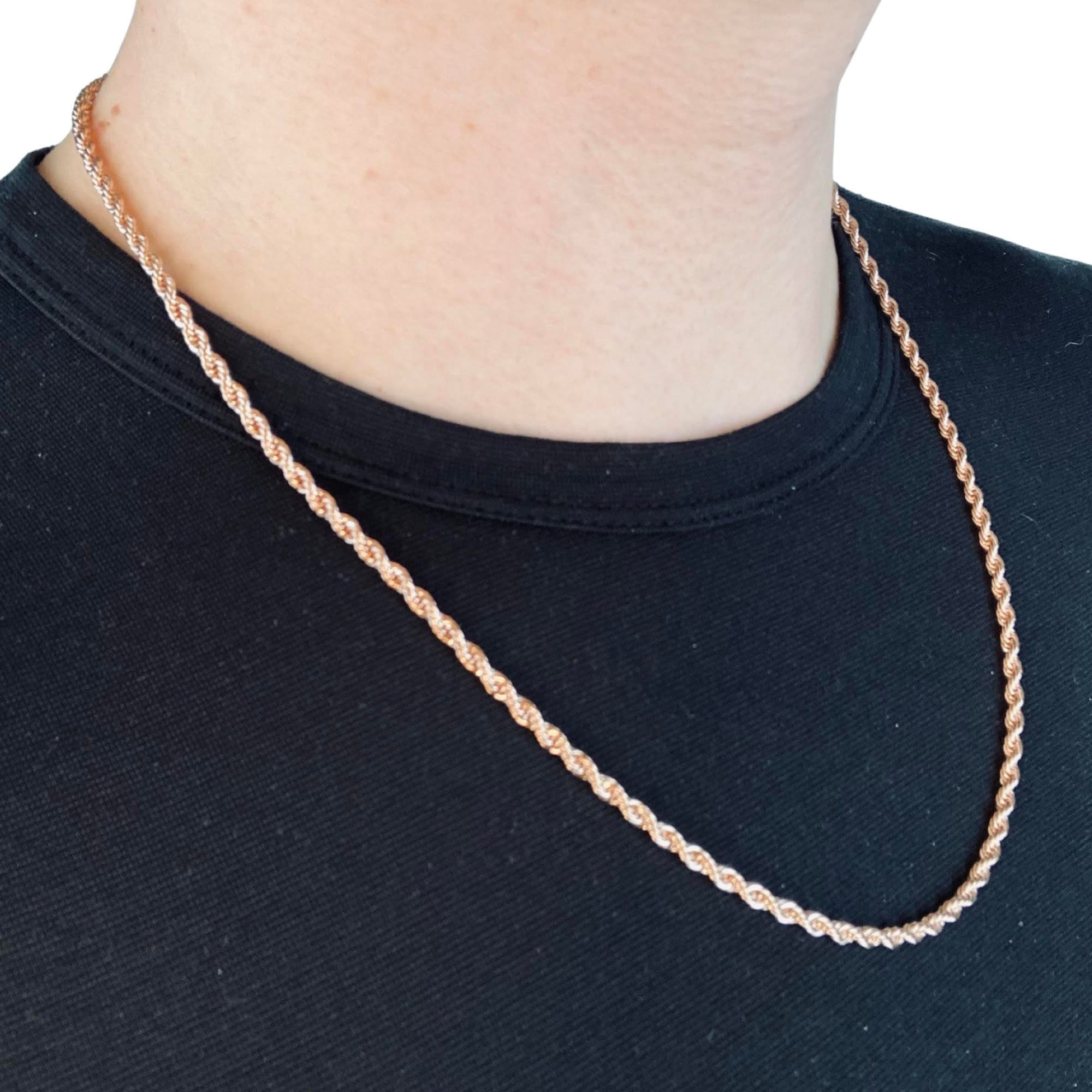 Mens rose gold rope chain deals