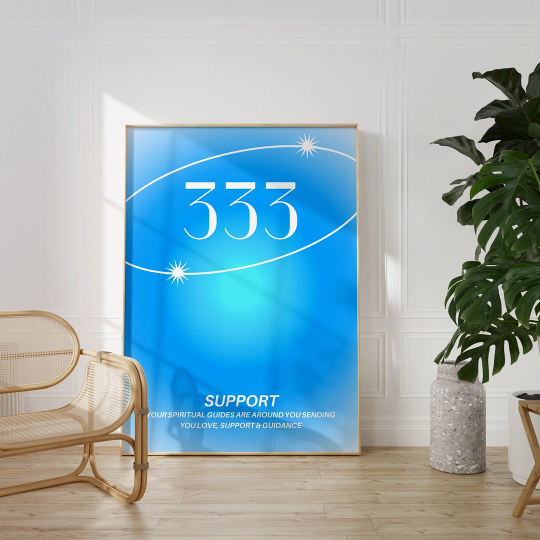 Angel Number Poster 333, Y2k Posters, Blue Aura Print, Arte de pared ...