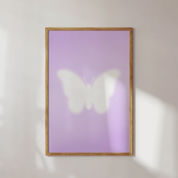 Purple Aura Gradient Butterfly Wall Art, Digital Download Aura Poster, Y2K Aesthetic Print, Preppy Room Decor, Digital Download Printable