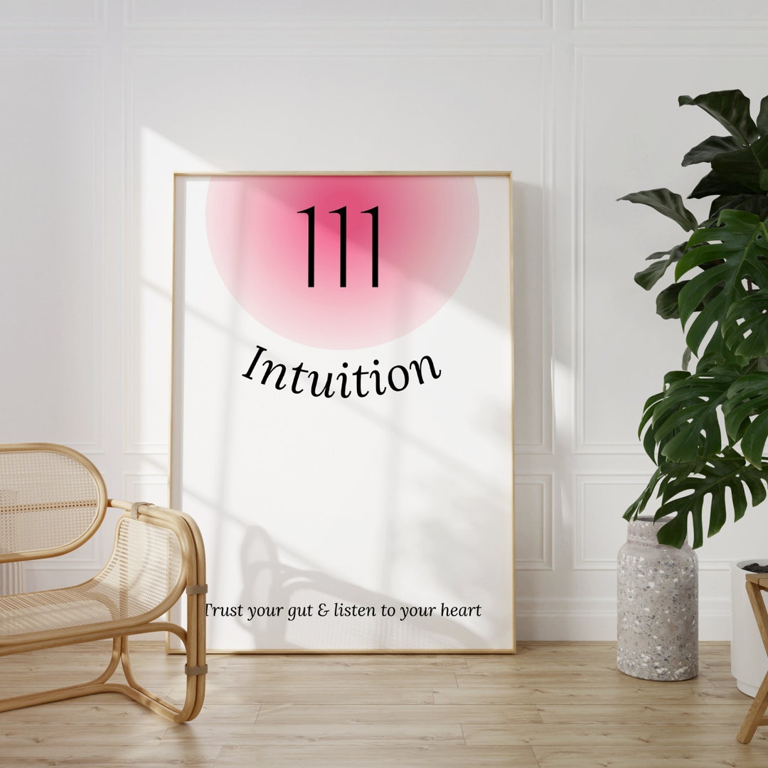Angel Number 111 Pink Aura Wall Print, Good Luck Charm, Y2K Soft Grainy ...