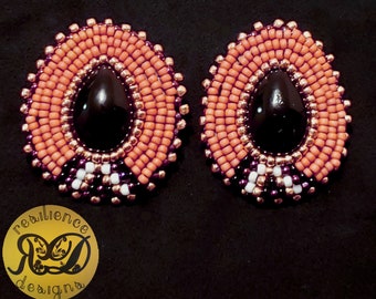 Small Dusty Rose Pink Beaded Earrings with Black, Maroon, and Rose Gold Accents
