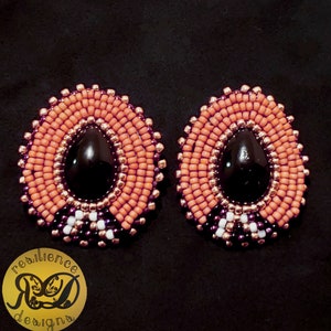 Small Dusty Rose Pink Beaded Earrings with Black, Maroon, and Rose Gold Accents