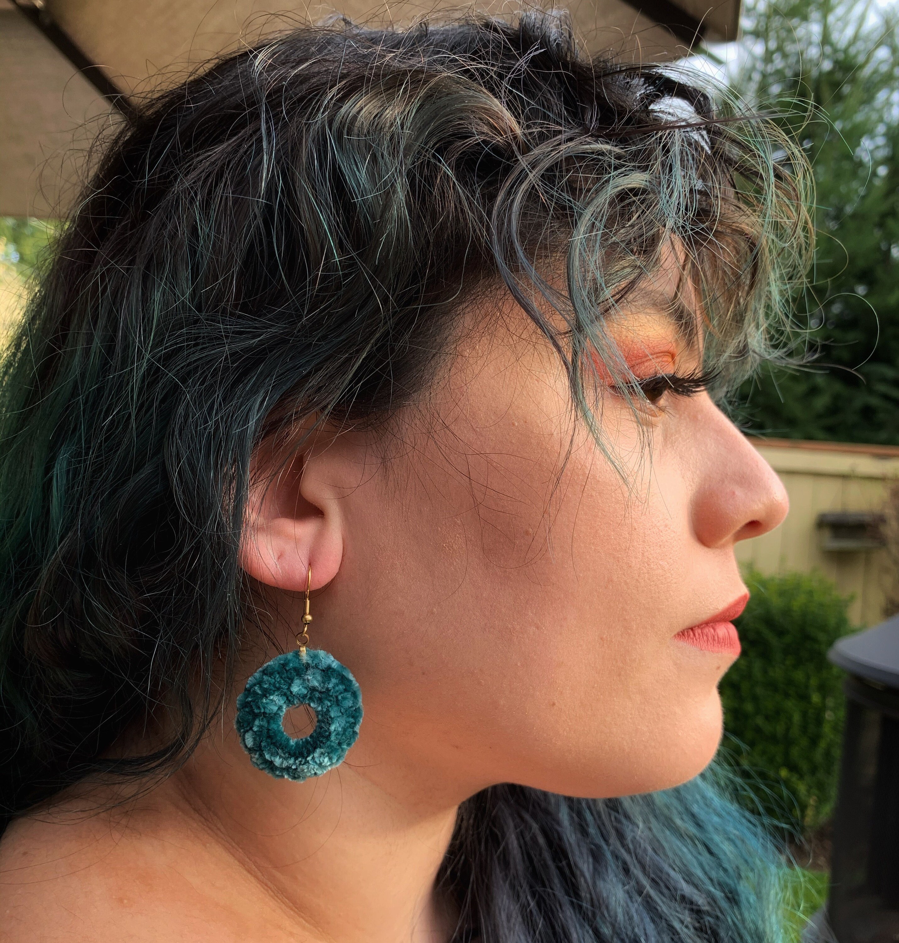 Emerald Green Velvet Earrings/ Handmade/ Crochet Etsy UK