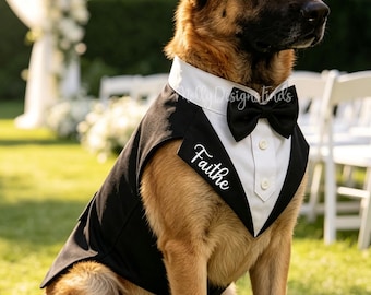 Embroidered Name Dog Tuxedo,Personalized Dog Wedding Suit,Dog Ring Bearer Attire,Ring Bearer Dog Outfit,Formal Dog Wear,Wedding Dog Clothes