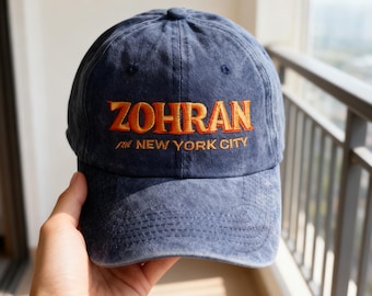 Zohran for New York City Embroidered Hat,Zohran Mamdani Hat,Vintage Washed Cotton Baseball Cap,Adjustable Snapback Hat,Mamdani for Mayor Cap