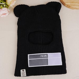 Máscara de esqui personalizada para rosto inteiro, chapéu balaclava unissex, chapéu com orelhas fofas, chapéu que cobre o rosto, chapéu quente de inverno de malha, gorro, balaclava engraçado da moda