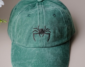Spider Embroidered Cap,Gothic Style Spider Hat,Adjustable Snapback Baseball Cap,Vintage Baseball Hat,Outdoor Camping Hat,Unisex Hat,Dad Cap