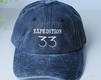 Expedition 33 Embroidered Hat,Snap Back Baseball Hat,Vintage Baseball Cap,Trendy Vintage Baseball Cap,Relaxed Casual Cap,Gift for Game Lover