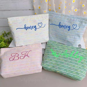 Embroidered Name Travel Cosmetic Makeup Bag,Personalized Cosmetic Toiletry Bag,Custom Name Makeup Bag,Monogrammed Makeup Bag,Bridesmaid Gift
