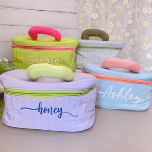 Custom Name Cosmetic Makeup Bag,Personalized Embroidered Travel Cosmetic Toiletry Bag,Portable Travel Storage Bag,Monogrammed Makeup Bag