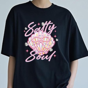 Salty Soul Fantasy Shell Shirt,Retro Beach Tee,Aesthetic Coastal Shirt,Summer Vacation T-shirt, Beachy Vibes Graphic Tee,Ocean Lover Gifts