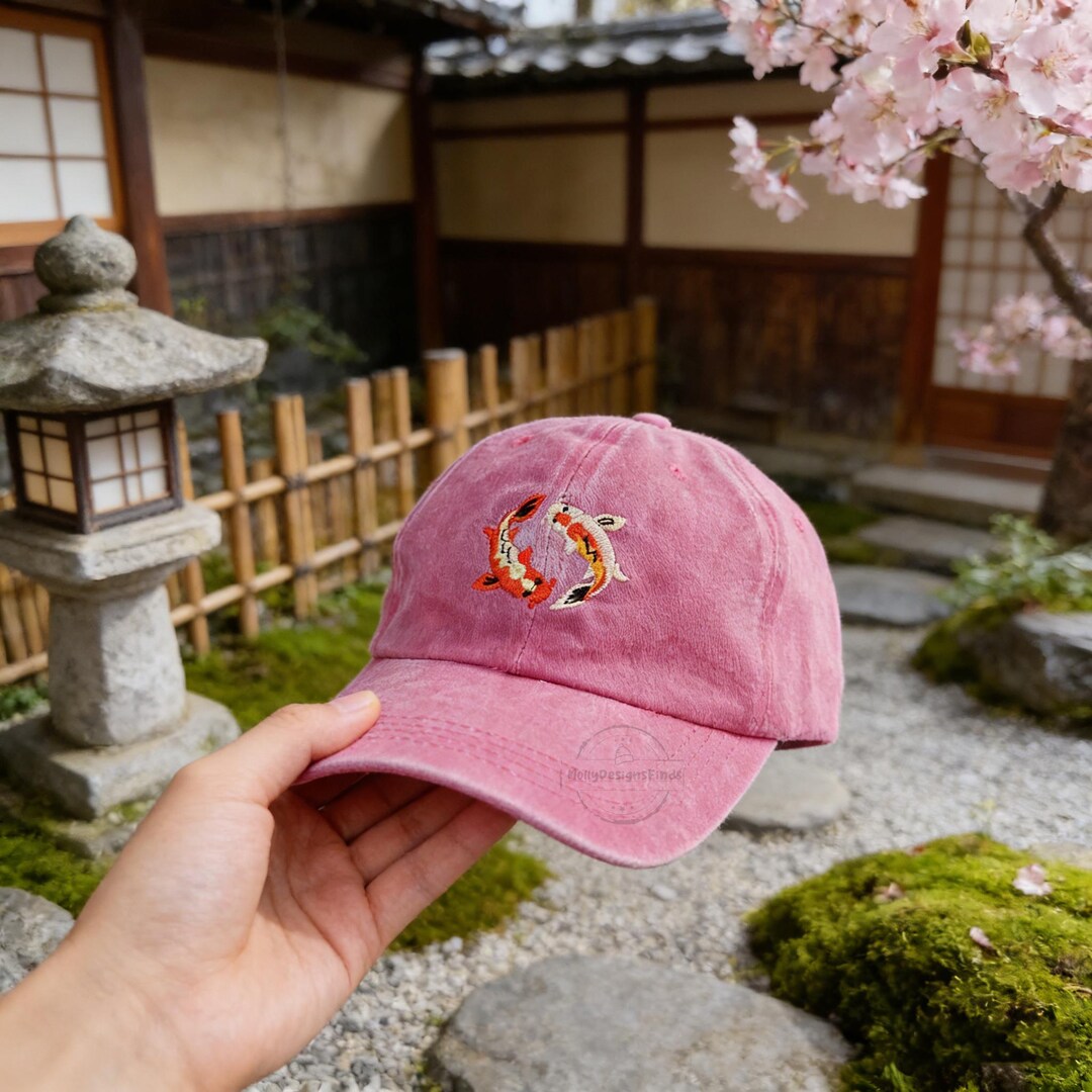 Japanese Koi Fish Embroidered Hat,koi Fish Embroidered Adjustable Hat ...