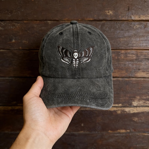 New Custom Designed Washed Gray Baseball Cap with Black Shear Spotted Butterfly Women main image 2
