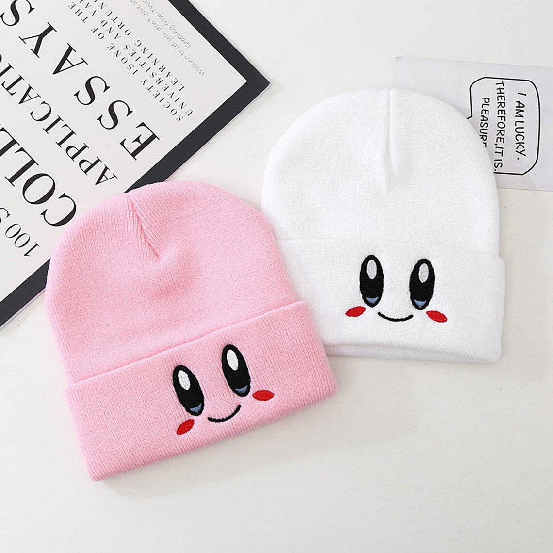 Kirby cute warm Pink Knit HatCute Casual Beanie Hat For | Etsy