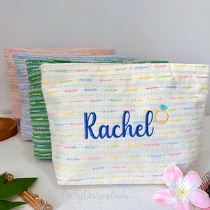Custom Name Cosmetic Bag,Personalized Cosmetic Toiletry Bag, Embroidered Name Travel Cosmetic Bag,Portable Travel Makeup Bag,Bridesmaid Gift