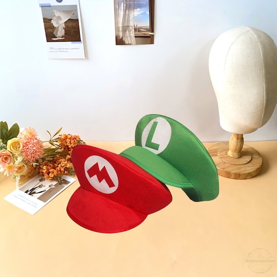 Cappello Super Mario Bros, berretto cosplay rosso e verde Luigi