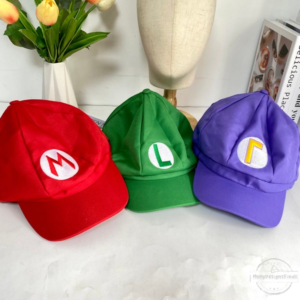 Super Mario Hat Cap Flat Cap, Mario Octagon Embroidered Letter Hat, Cute Candy-colored Super Mario Hat Gifts, Travel Hat, Daily Outdoor Hats