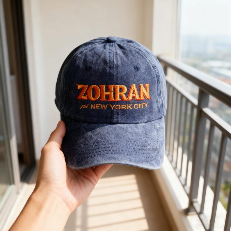 Cappello ricamato Zohran per New York City, cappello Zohran Mamdani, berretto da baseball in cotone lavato vintage, cappello snapback regolabile, berretto Mamdani per sindaco immagine 1