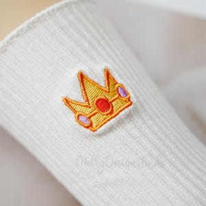 Crown Embroidered Socks,Princess Peach Crown Embroidered Cotton Socks,Sports Socks,Yoga Pilates Socks,Women Casual Socks,Spring Floor Socks image 9