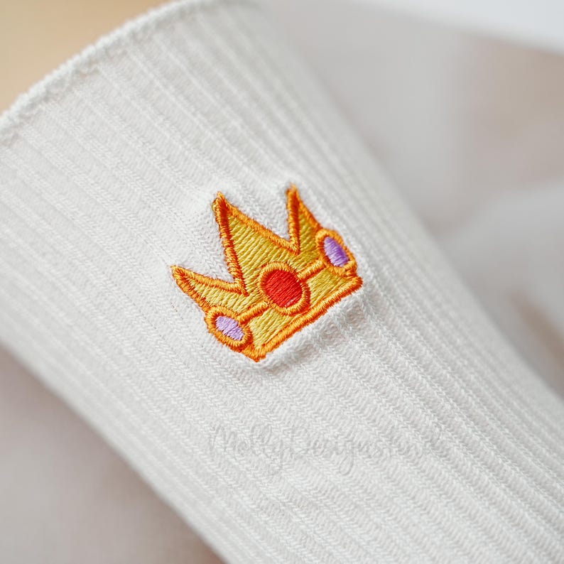 Crown Embroidered Socks,Princess Peach Crown Embroidered Cotton Socks,Sports Socks,Yoga Pilates Socks,Women Casual Socks,Spring Floor Socks image 9