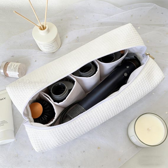 Minimalist Waffle Style Hair Tool Organizer Bag with Product Compartment,Custom Name Hair Tool Travel Bag,Protective Case for Hair Tool,Gift