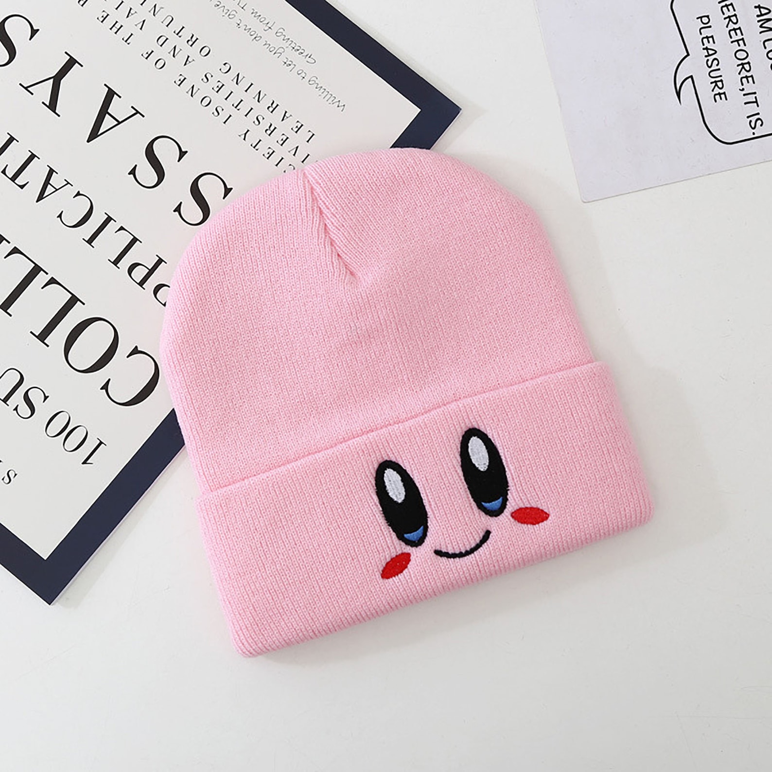 5 Colors Cute Warm Pink Knit Hatcute Casual Beanie Hat for | Etsy