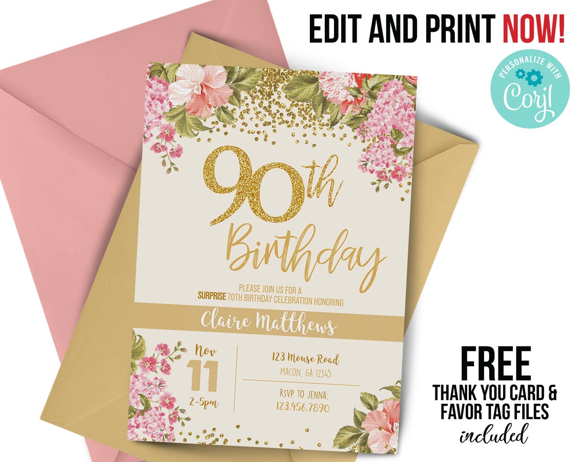 ANY Age 60th Birthday Invitation 60 Years Old 60th Gold | Etsy UK