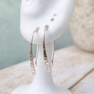 Hammered Sterling Silver Threader Earrings: Minimalist Dangle Jewelry