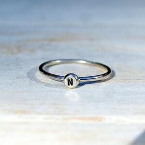 Dainty Initial Ring Personalised Letter Ring Delicate Stacking Ring Silver Jewellery
