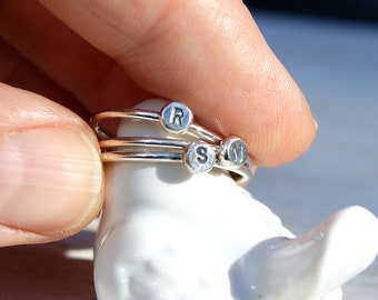 Personalised Initial Ring, Sterling Silver Stacking Ring