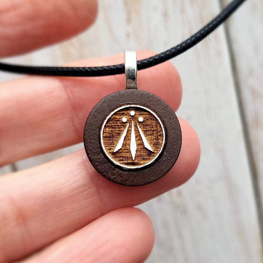 Hand Painted Awen Symbol Walnut Wood Pendant, Celtic Necklace - Etsy