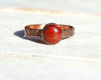 Snakeskin Jasper Copper Ring, Pure Copper Ring, Natural Gemstone Jewellery