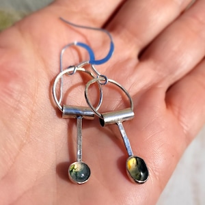 Moss Agate Earrings, Sterling Silver Dangle Earrings, Rustic Jewellery