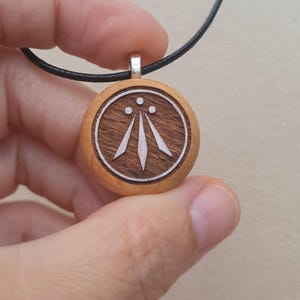 Awen Pendant – Celtic Druid Wood Necklace – Laser Engraved Beechwood Amulet – Spiritual Balance & Inspiration
