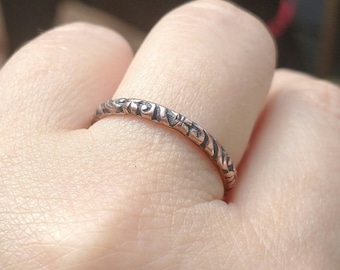 Textured Solid Copper Stacking Ring Band