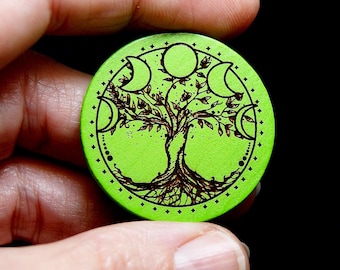 Tree of Life, Moon Phases, Wooden Magnet, Wiccan Gift, Eco Gift