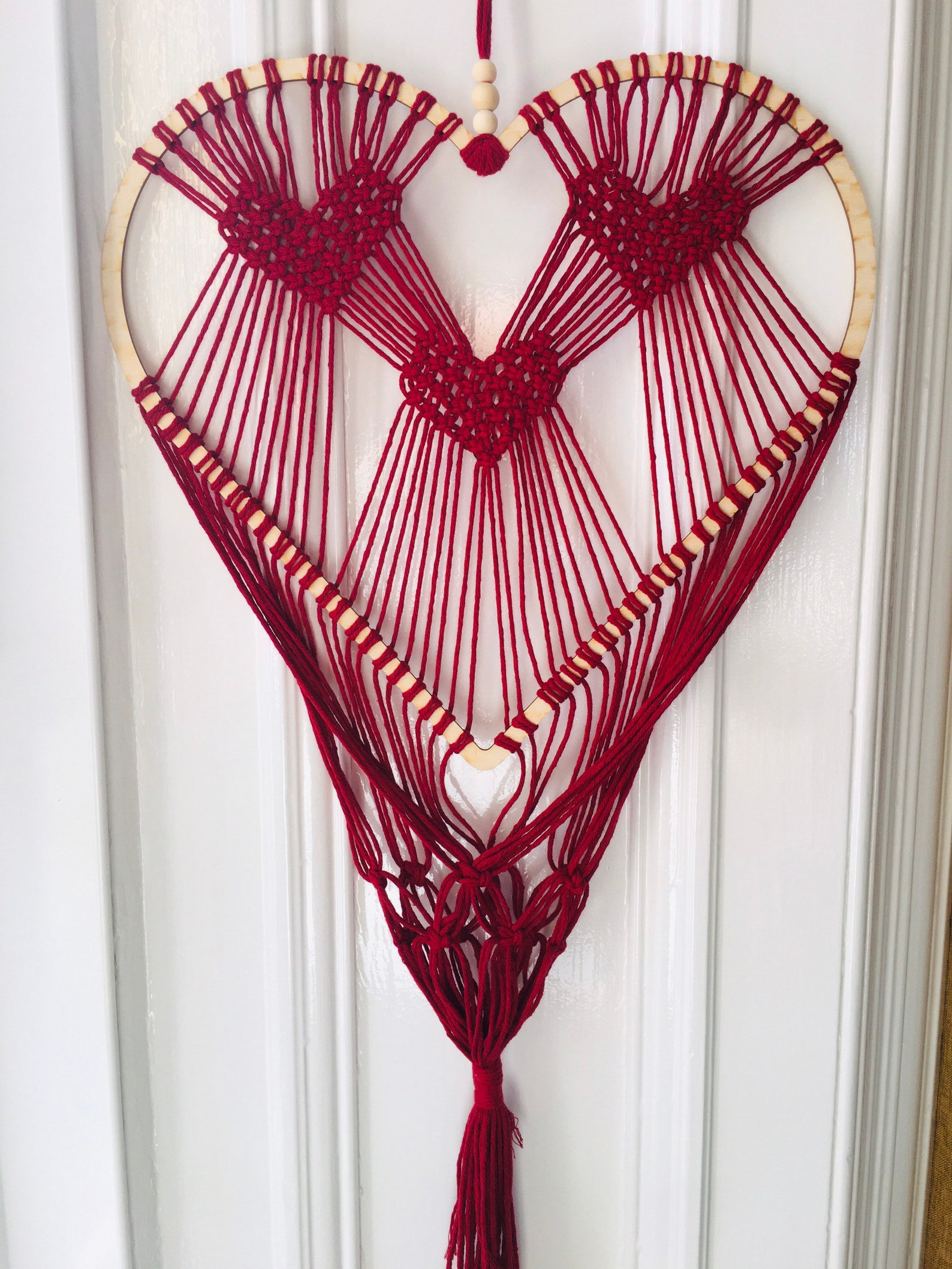 Heart Macrame Wall Hanging / Plant Hanger/ Bouquet Holder in Etsy