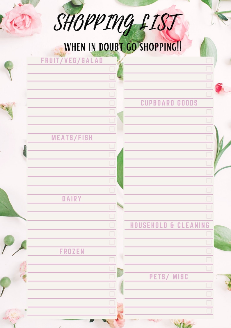 Floral Weekly Meal Planner | Etsy