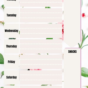 Floral Weekly Meal Planner - Etsy UK
