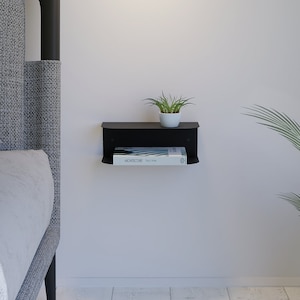 Metal Floating Nightstand, Wall Mounted Bedside Table, Modern Minimalist Decor