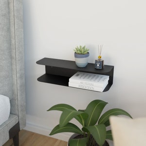 Minimalist Metal Wall Mounted Nightstand: Floating Bookshelf Decor