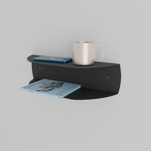 Estantería de pared moderna, diseño metálico curvado para mesita de noche o sala de estar.
