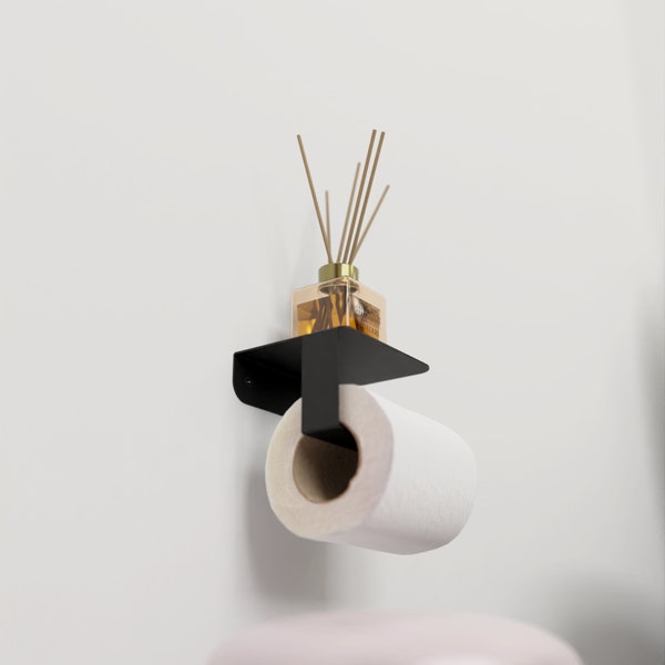Minimalist Toilet Paper Holder, Bathroom Shelf with Toilet Paper Holder, Bathroom Accessories, Modern Metal Paper Holder