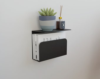 Modern Metal Floating Nightstand with Bookshelf: Minimalist Bedside Table
