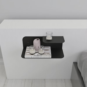 Minimalist Floating Nightstand, Floating Bedside Table, Modern Nightstand with Bookshelf image 2