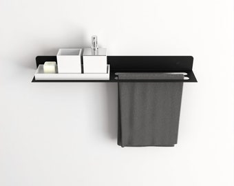 Minimalist Towel Rack with Shelf, Kitchen Shelf, Bathroom Organizer, Hand Towel Holder, Kitchen Storage, Towel Bar, Bathroom Accessories