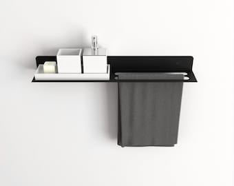 Minimalist Metal Towel Rack with Shelf: Bathroom Organizer