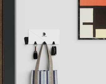 Matte Black Steel Adhesive Coat Rack, Modern Entryway Storage Wall Hooks, Bathroom Towel Rack