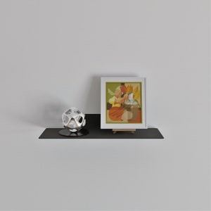 Black Floating Shelf, Metal Display Shelf, Metal Wall Floating Bookshelf, Wall Mounted Side Table
